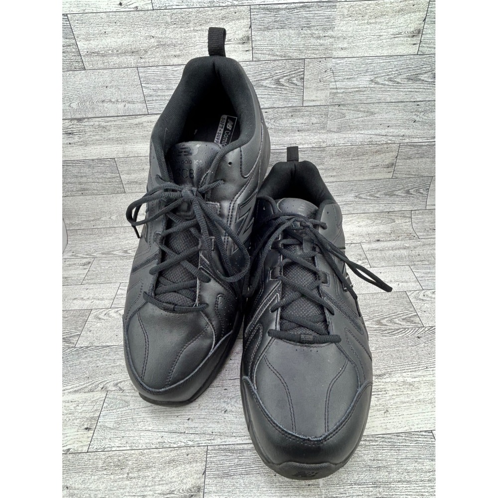 New Balance 608 V5 Men Sz 16 2E Wide Black Leather Slip Resistant Shoes MX608AB5